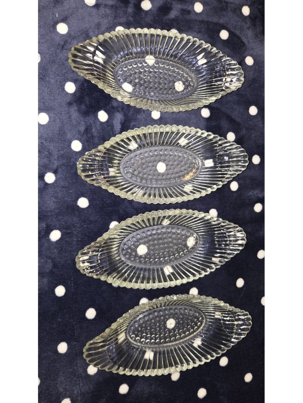 Vintage Jeannette Glass Banana Split Boats Set Of 4 Clear Glass 1960s